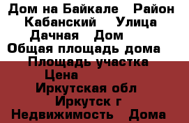 Дом на Байкале › Район ­ Кабанский  › Улица ­ Дачная › Дом ­ 5 › Общая площадь дома ­ 29 › Площадь участка ­ 10 › Цена ­ 1 700 000 - Иркутская обл., Иркутск г. Недвижимость » Дома, коттеджи, дачи продажа   . Иркутская обл.